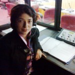 Interpreter in a soundproof booth